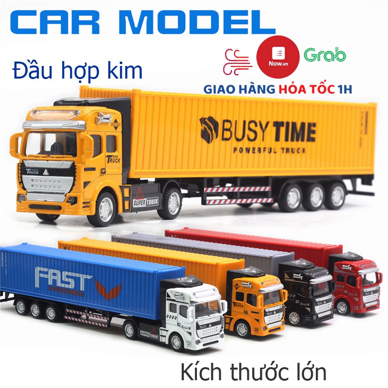 Đồ chơi mô hình xe đầu kéo container KAVY đầu hợp kim tháo rời chạy đà kèm thùng tháo mở được - nhiều màu