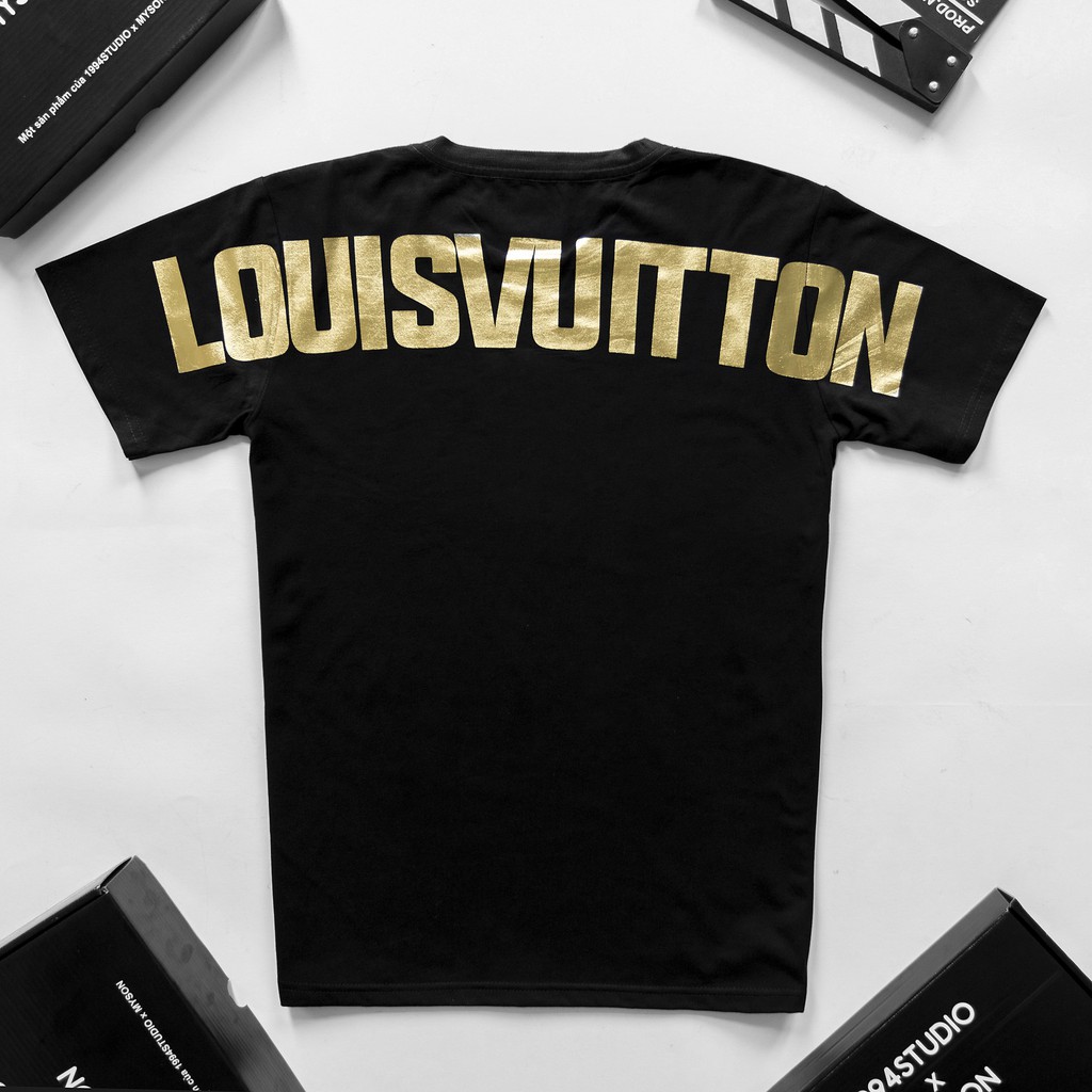 Áo thun cotton, áo thun L0uis.Vuitton Bản Limited Nhũ Vàng in lưng