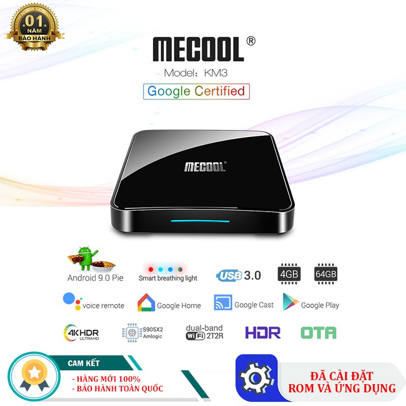 Android TiviBox Mecool KM3 – Android Box Ram 4GB – Rom ATV