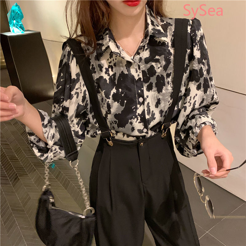 Áo Sơ Mi Voan Tay Dài Dáng Rộng In Họa Tiết Trẻ Trung Phong Cách Retro Cho Nữ | BigBuy360 - bigbuy360.vn