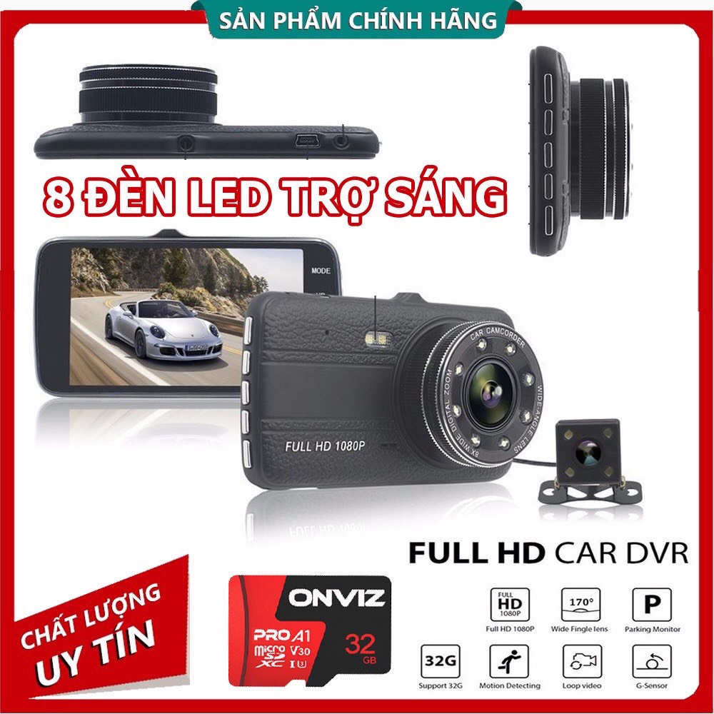 Bộ camera hành trình Ô TÔ Trước sau X004 ( Cam trước 1080P - Cam sau 720P) ống kính kép siêu bền