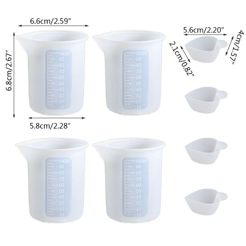 Set 8 Cốc Đo Lường Bằng Silicone Dùng Làm Trang Sức Epoxy Diy