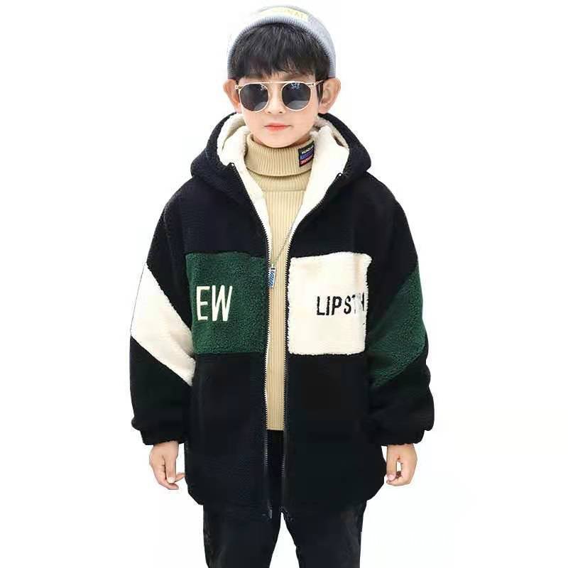 Korean Version Winter Baby Boys Thick Velvet Warm Fur Liner Jacket