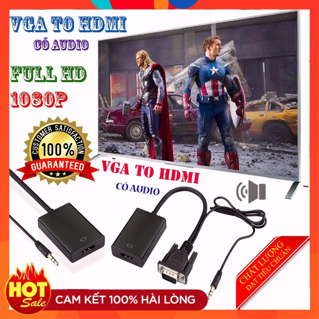 [Chính Hãng]Cáp chuyển VGA to HDMI FULL HD có audio âm thanh 3.5-Đầu chuyển đổi tin hiệu Vga sang Hdmi có âm thanh audio