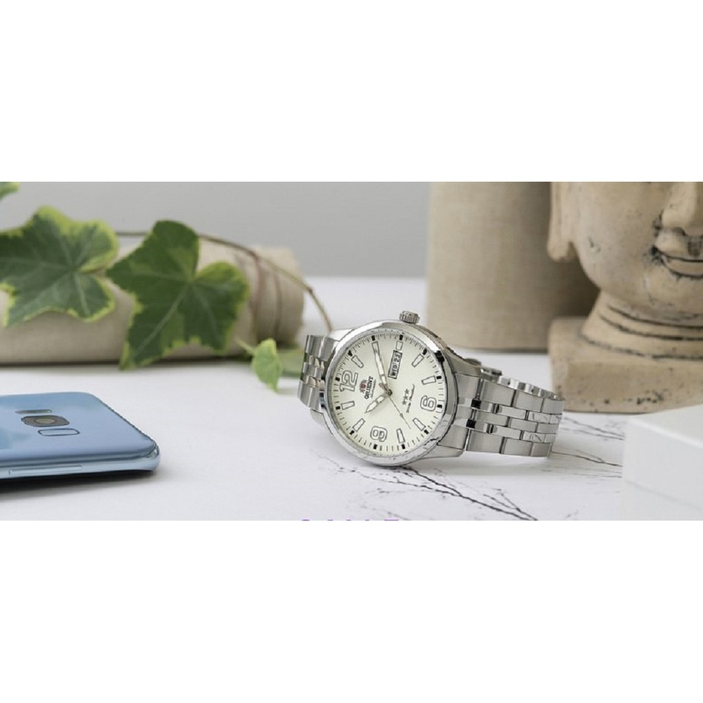 Đồng hồ nam Orient chính hãng SAB0B006WB, dây kim loại.