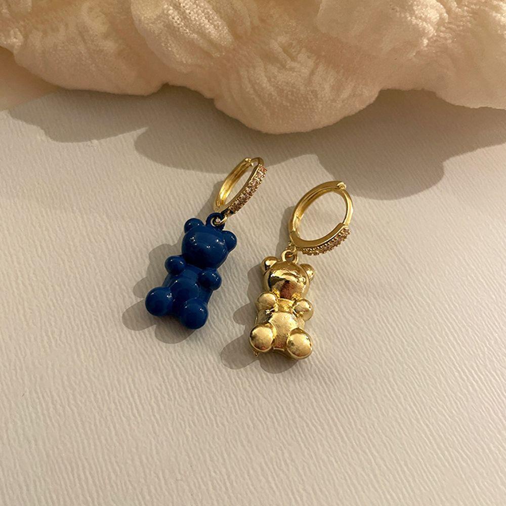 Bông Tai Bằng Hợp Kim Họa Tiết Gấu Hoạt Hình Lấp Lánh Thời Trang Cho Nữ