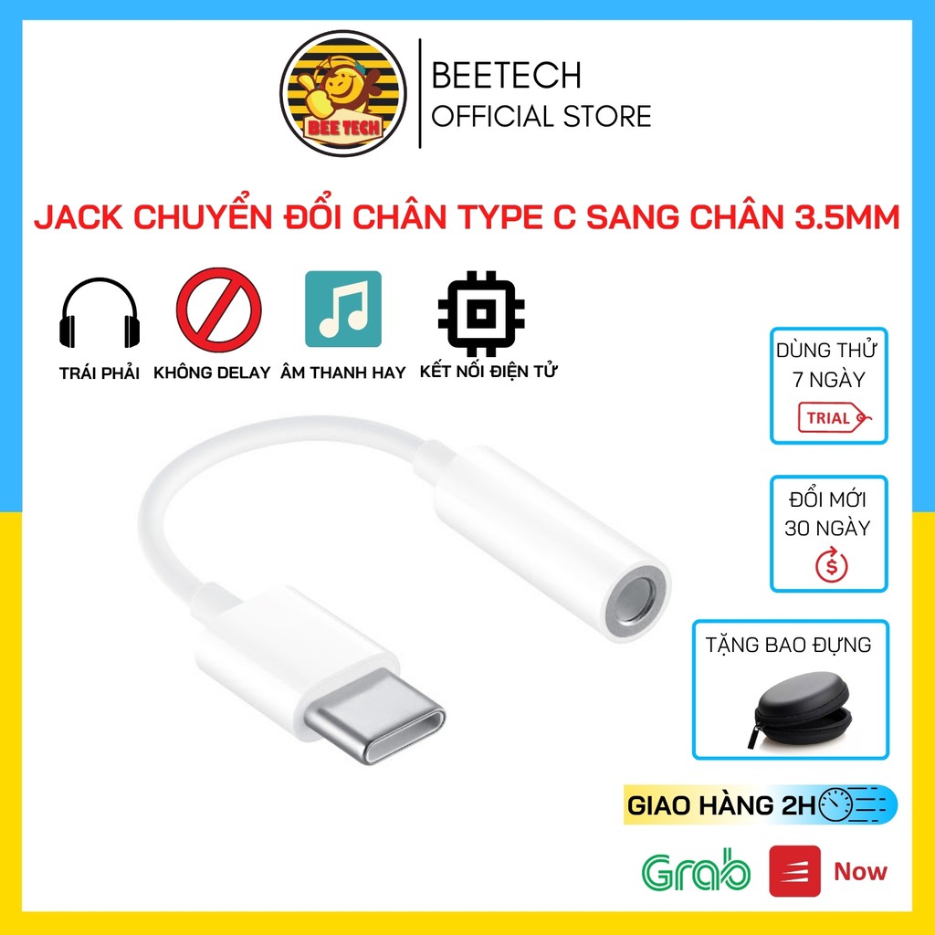 Jack chuyển đổi chân type C thành cổng tai nghe 3.5mm hỗ trợ mic JBT01C - Beetech