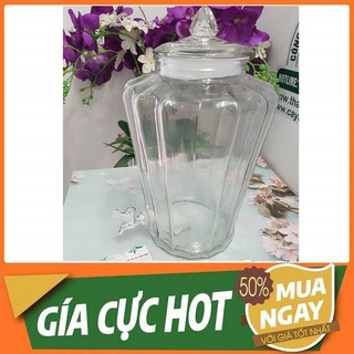 BÌNH NGÂM RƯỢU THỦY TINH SỌC KHẾ 8897 8L