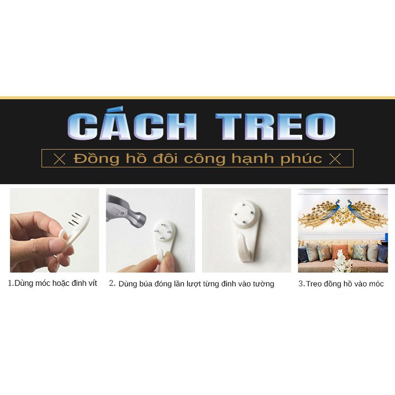 Đồng Hồ Treo Tường Con Công Trang Trí Phòng Khách Chính Hãng Bảo Hành 36 Tháng