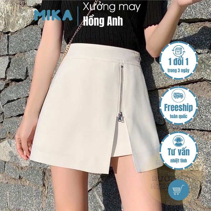 CHÂN VÁY CHỮ A MIX KHOÁ TÀ LỆCH TRẺ TRUNG