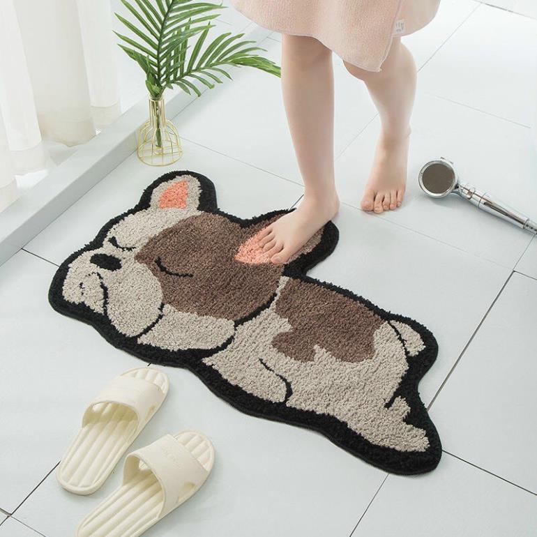 Thảm chùi chân/thảm lau chân 3D lông cừu cao cấp siêu xinh thấm hút tốt, chống trơn trượt, phù hợp dùng nhà tắm, cửa ra