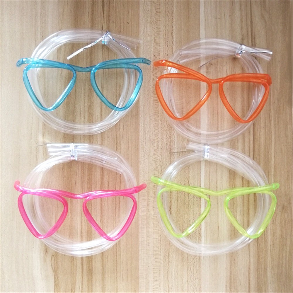 【sweet】1PC DIY Creative children funny soft straw glasses PET frame glasses