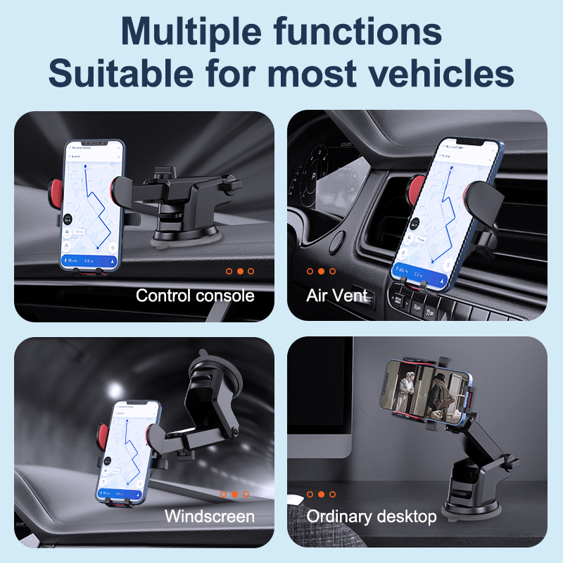 KUULAA Multifunctional Dashboard Air Outlet Suction Cup Gravity Telescopic Car Bracket Automatic Clamping Suitable for Android IPhone