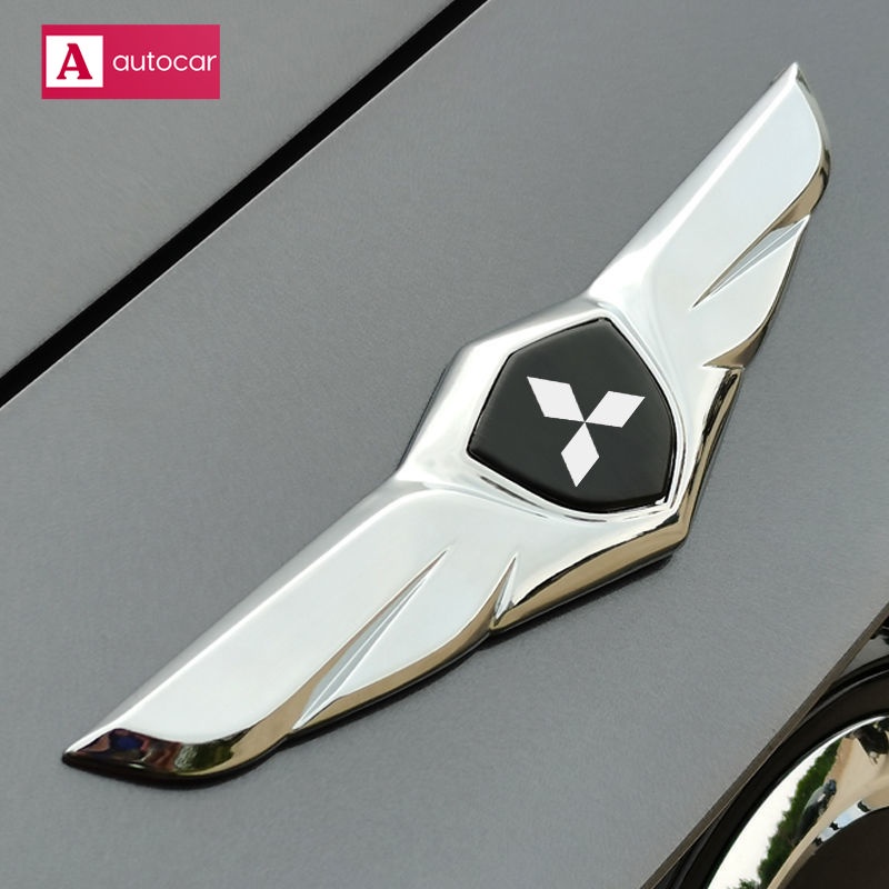 (Mitsubishi) Mui xe Dán Đôi cánh thiên thần kim loại 3D Attrage Xpander Cross Outlander Pajero Sport Triton