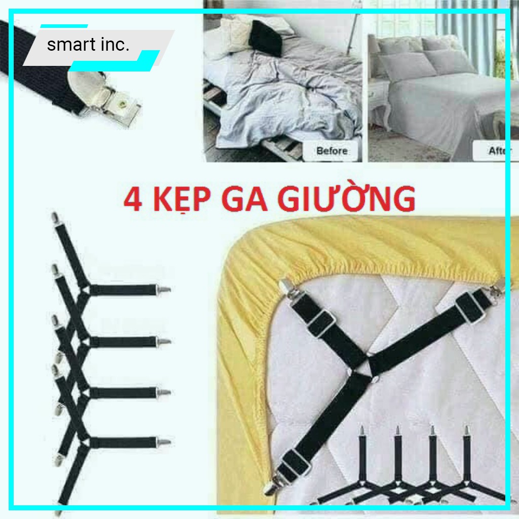 4 Kẹp Ga Giường Chống Xê Dịch Tụt Góc Nẹp Drap Giường Nệm Giữ Cố Định Vị Trí Dây Chằng Góc Nệm Kẹp Sofa Đệm Ghế