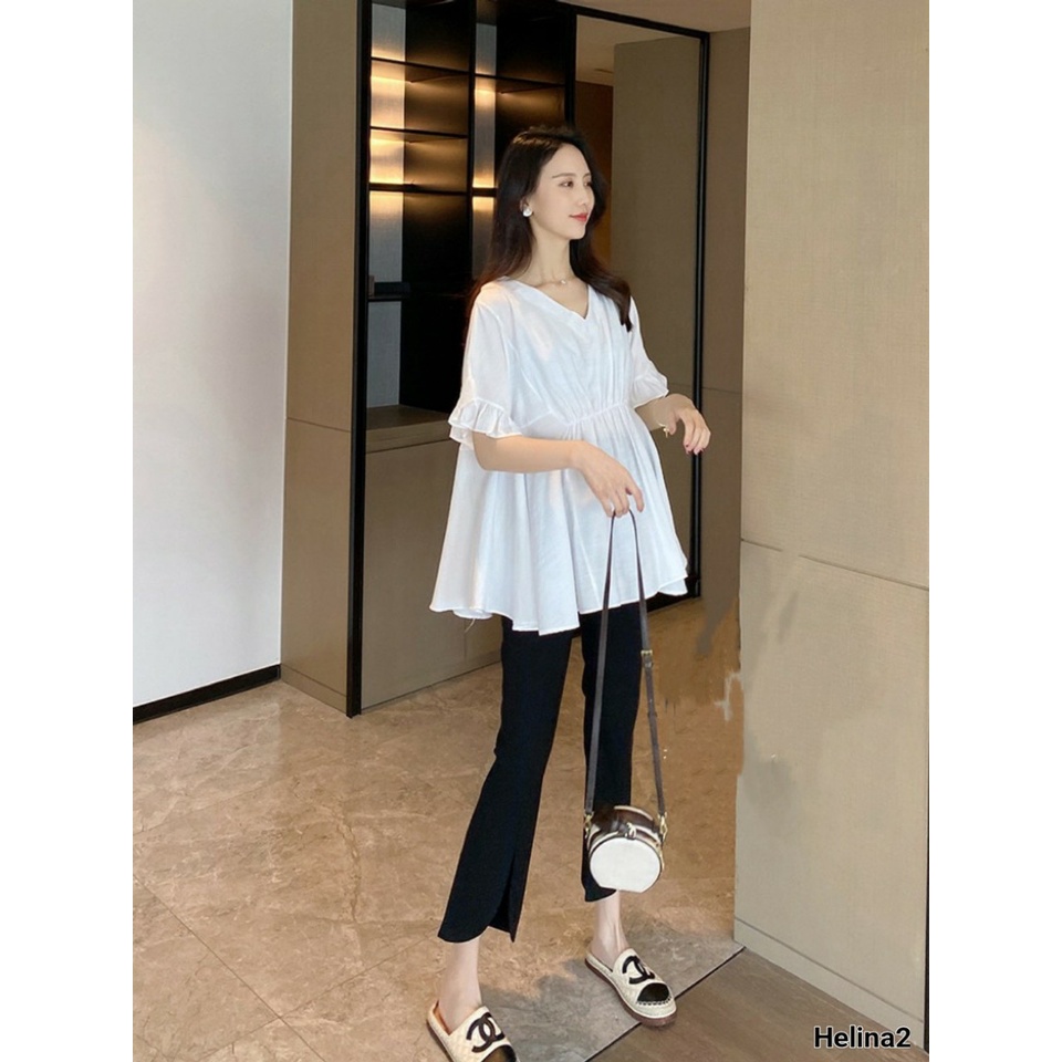 Quần Bầu legging Ống Loe thiết kế Xẻ Gấu chất UMI cao cấp co dãn thoải mái quần có chun chỉnh QB5566