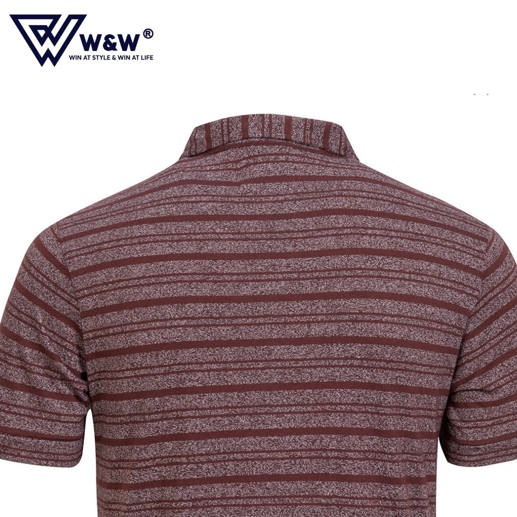 Áo Polo Nam W&amp;W Dáng Regular Fit - Cổ Bẻ Ngắn Tay Hoạ Tiết Kẻ Chất Liệu Thoáng Mát, Thấm Hút Tốt POLO0