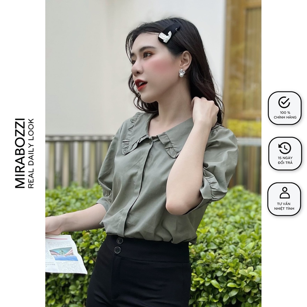 Áo Sơ Mi Nữ Tay Phồng Cổ Sen Bèo Lotus MIRABOZZI Chất Liệu Thoáng Mát MSHF020