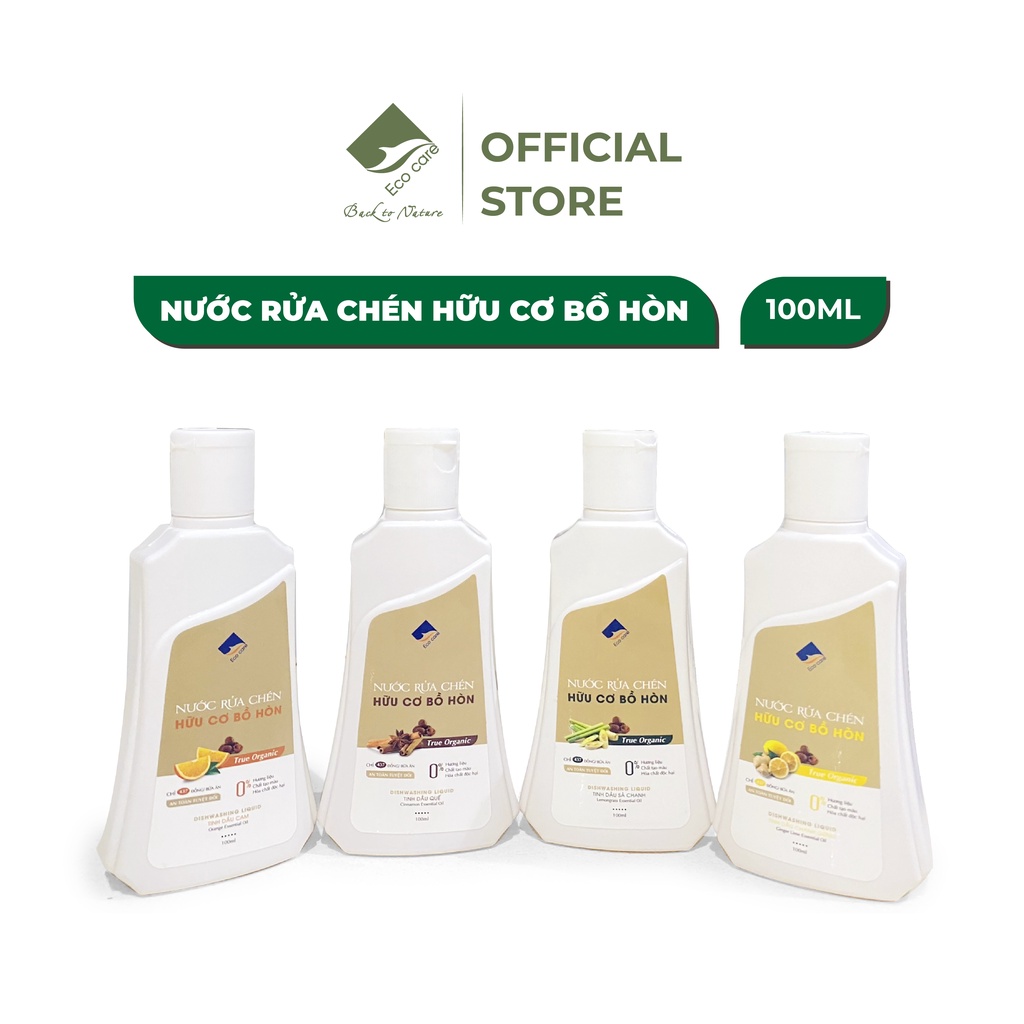 Nước Rửa Chén hữu cơ Bồ hòn Ecocare 100ml  rửa sạch bát đĩa cốc chén hiệu quả, an toàn