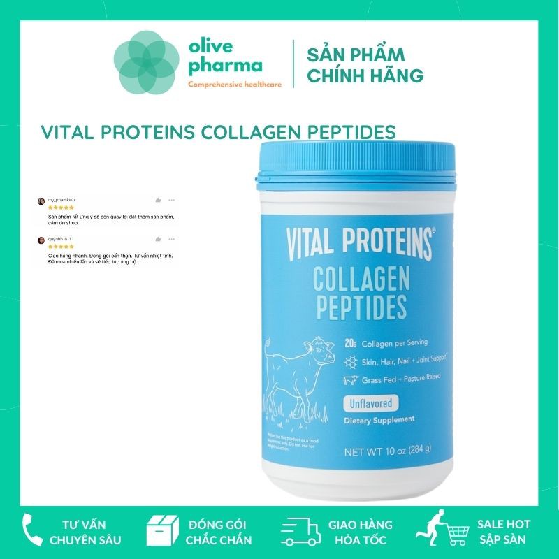Collagen Vital Proteins Collagen Peptides Unflavored Bột 284g DATE XA
