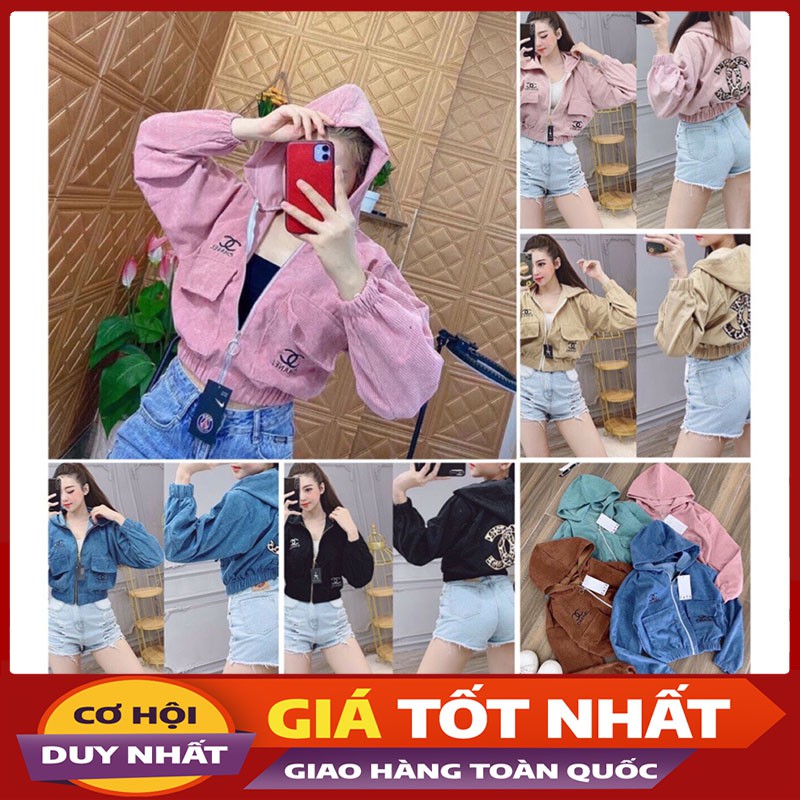 Áo Khoác Nữ Chất Nhung Gân Tăm Dáng Lửng Mẫu Mới 2020 NGT02-Violet_Store