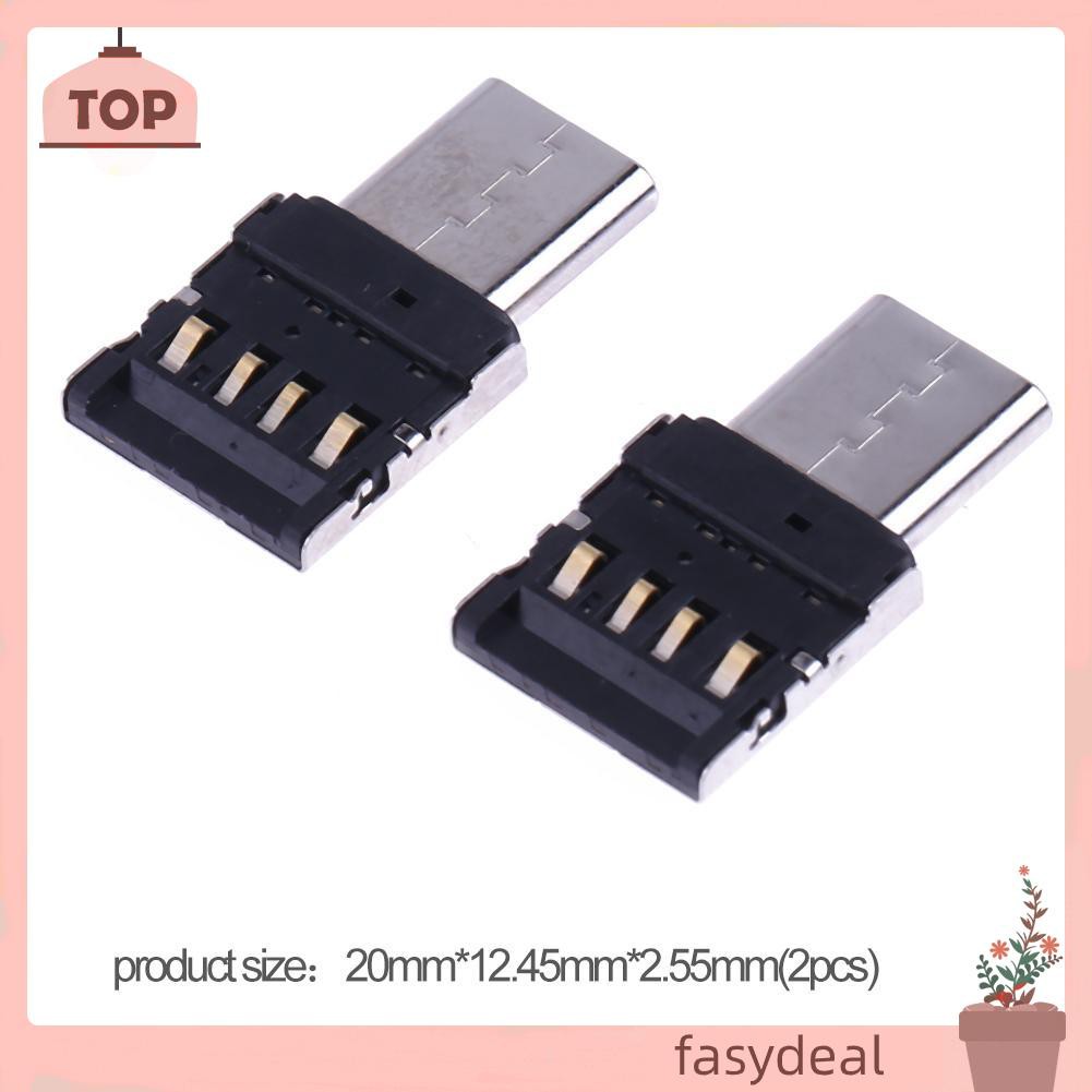 (Fas) Set 2 Đầu Chuyển Đổi Usb 3.1 Type-C Sang Micro Usb2.0