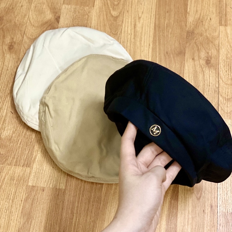 Mũ nồi nữ vải thô Hàn bền đẹp thời trang, nón beret charm chữ M ulzzang Emmer191