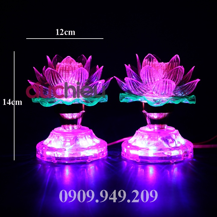 Đèn hoa sen thờ cúng phật đổi nhiều màu 2 mạch LED SH14, đèn để bàn thờ trang trí TẾT - ĐỨC HIẾU SHOP