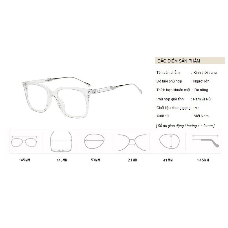 Kính Giả Cận, Gọng Kính Cận Nam Nữ Mắt Vuông To Đuôi Kim Loại Gọng Đen, Trong Suốt Không Độ Hàn Quốc - BLUE LIGHT SHOP | BigBuy360 - bigbuy360.vn