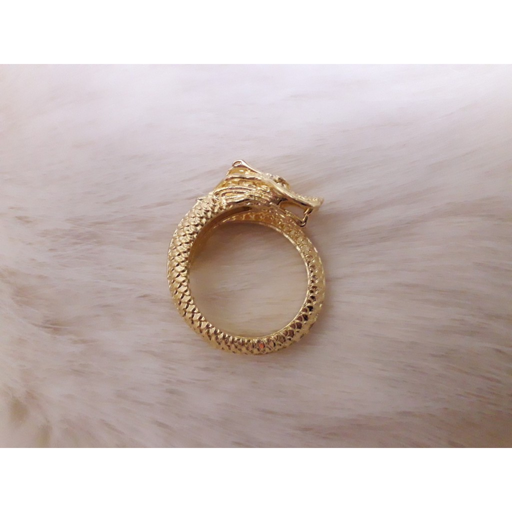 Nhẫn nam rồng ảnh thật mạ vàng không ghỉ