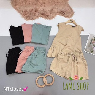 Set Bộ Đũi Áo sát nách Quần đùi Siêu Xinh, Có nút gài phía sau sang chảnh