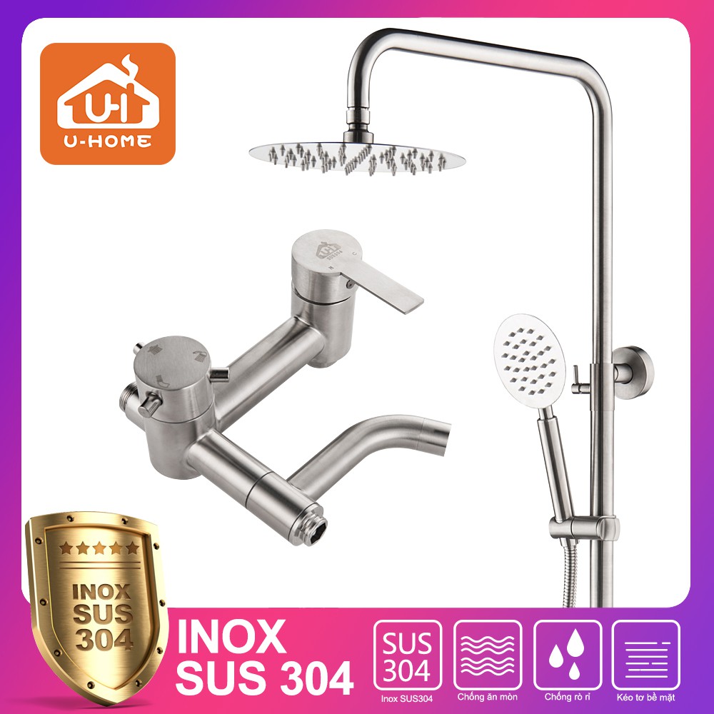 Bộ Sen Cây Tắm Đứng Nóng Lạnh INOX 304 U-HOME Sen bộ tắm đứng nóng lạnh ST60-308