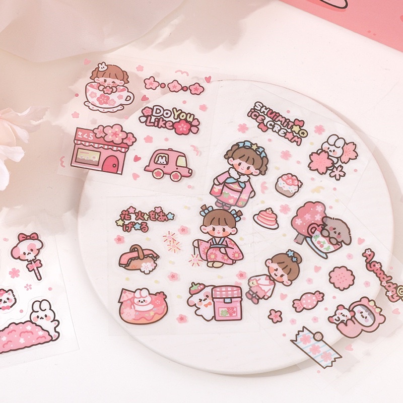 🌸Set 200 tấm sticker trang trí sổ bìa sách nhãn dán trang trí hộp quà tặng dễ thương🌸