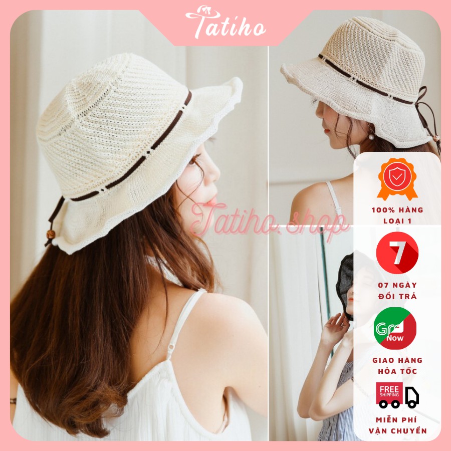 [Hàng Xịn, Giá Tốt] Mũ Cói, Nón Cói Mềm Vành Nhỏ Phối Nơ Rento Thời Trang Nữ Nhật Bản - Mã NC007
