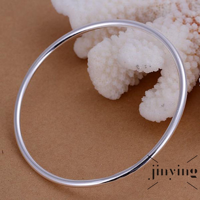 GETNOIVAS Vòng đeo tay tròn mạ bạc 925 thời trang dành cho nam và nữ 3mm