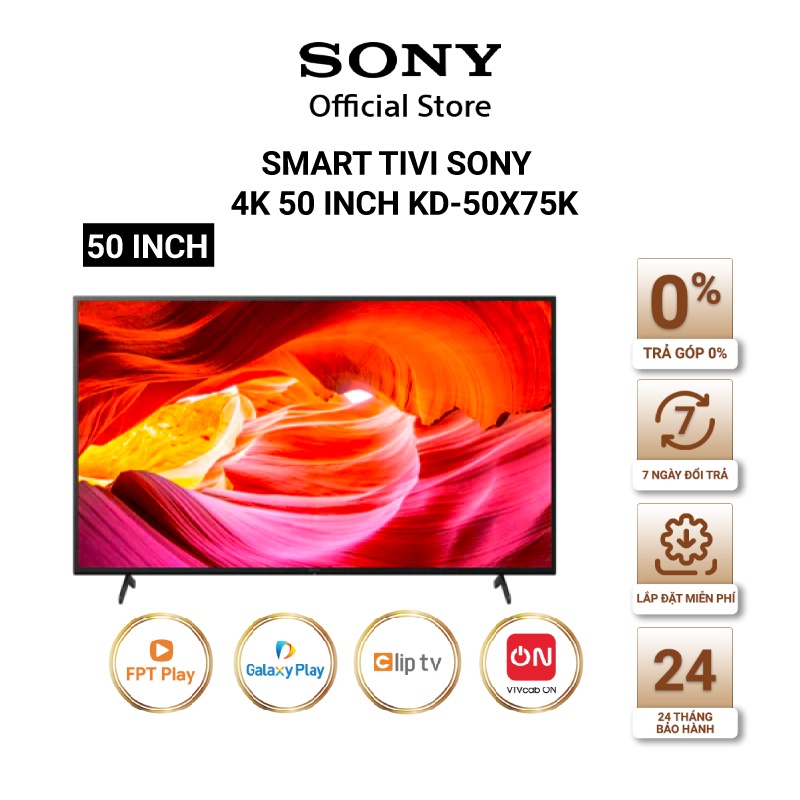 Google Tivi Sony 4K 50 inch KD-50X75K - Miễn Phí Lắp Đặt