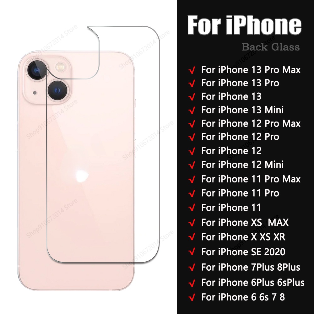 Kính Cường Lực Bảo Vệ Mặt Sau Cho iPhone 13 Pro Max 12 Mini 5 SE 2 6 7 8 Plus X XR 11 Pro XS Max 4s