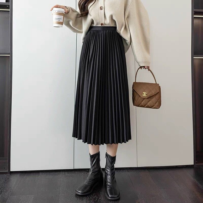 Chân váy dập ly trơn hàng QC