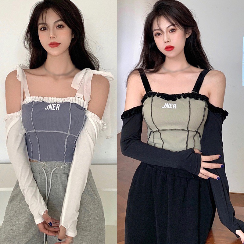 Áo kiểu dệt kim tay dài hở vai quyến rũ thời trang cho nữ | BigBuy360 - bigbuy360.vn