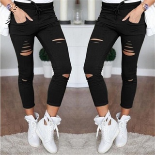 Quần Legging Nữ Dài Rách Gối Thời Trang