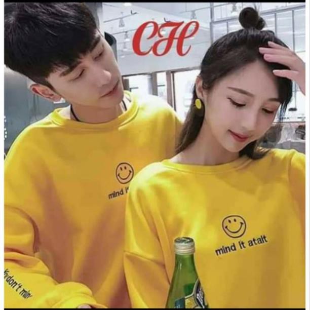 áo đôi thu đông màu vàng ( hàng loại 1 nỉ bông 2019)