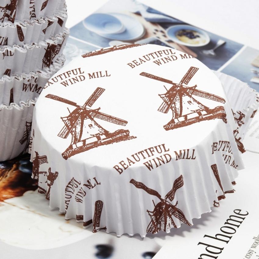 Khuôn Giấy Bánh Cupcake Muffin Mẫu Châu Âu Cối Xay Gió Set 100 Khuôn Đáy Lớn 8cm - CUPGIAY06