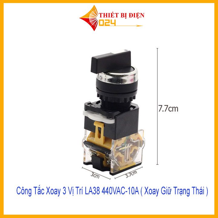 Công Tắc Xoay 3 Vị Trí LA38 440V-10A Tự Hồi ( Xoay Nhả)