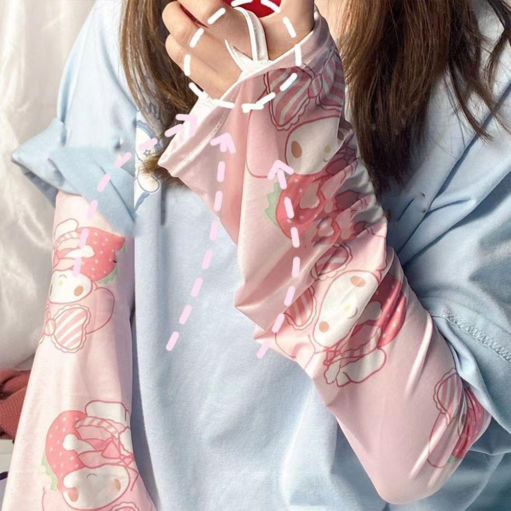 DARNELL Găng Tay Chống Nắng Tia UV In Họa Tiết Hoạt Hình Dễ Thương Xinh Xắn