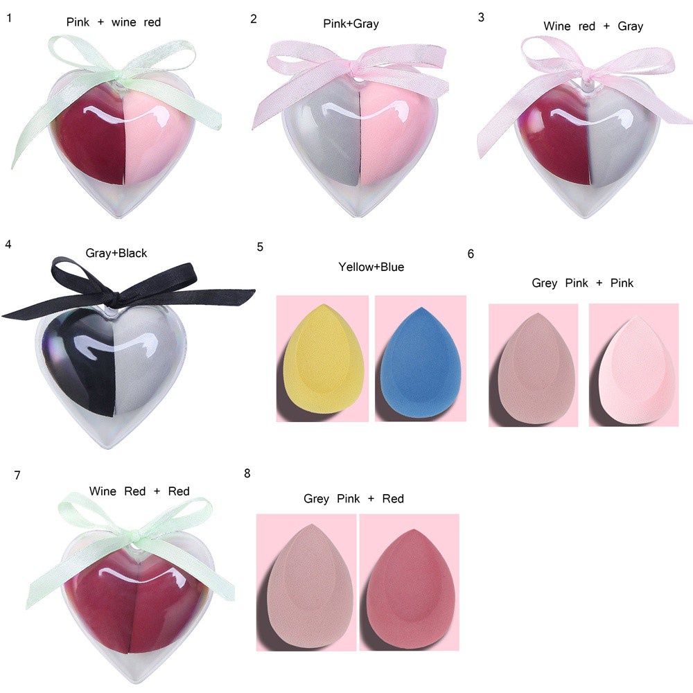 [Hàng mới về] Mút tán kem nền mini hình trái tim nhiều màu sắc dùng trang điểm ướt và khô