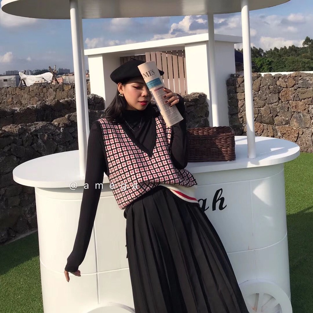 Áo len không tay cổ chữ V form rộng kiểu dáng mới | BigBuy360 - bigbuy360.vn