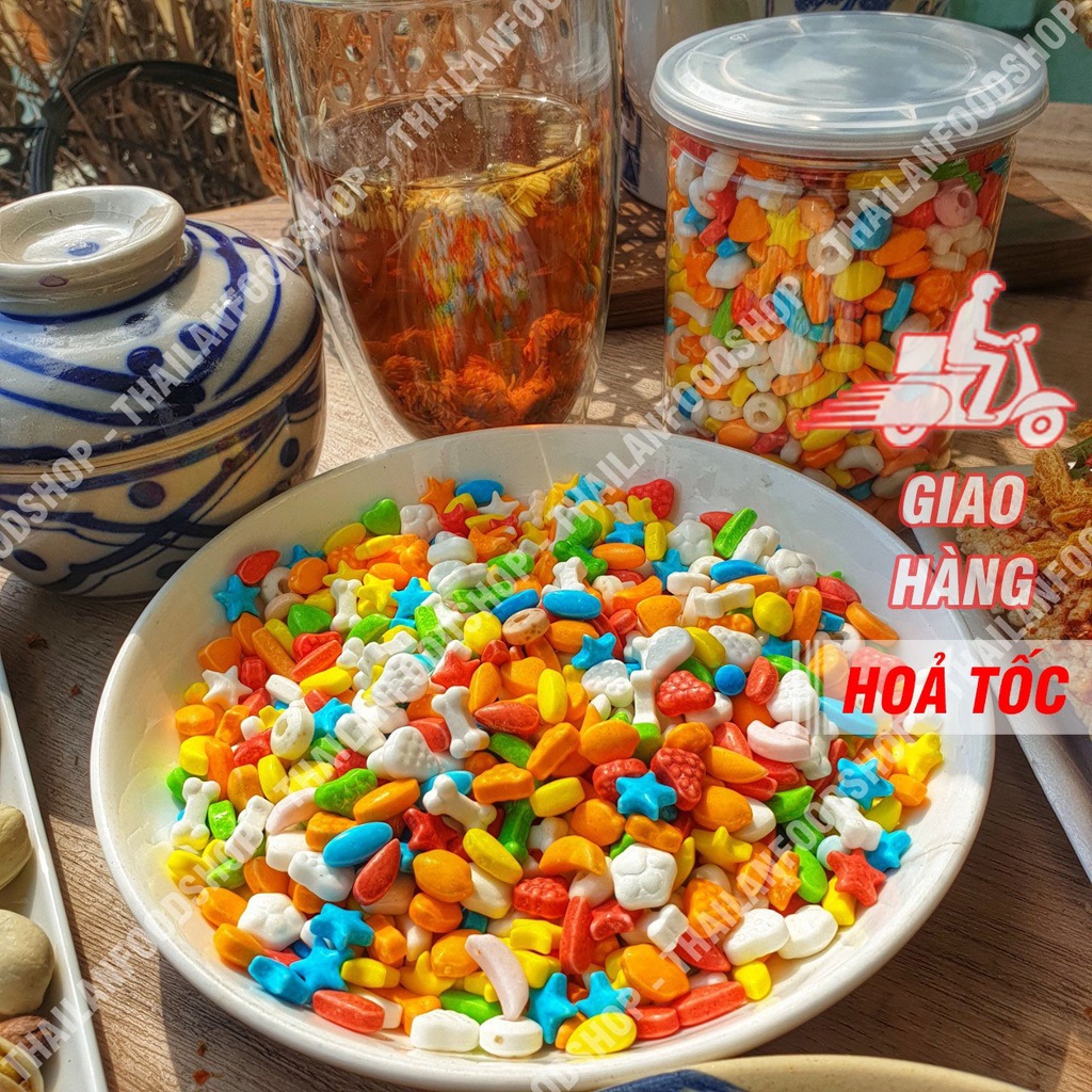 Kẹo Ngũ Sắc Lon 450Gram (Mix Lộn Xộn Nhiều Hình, Nhiều Màu)