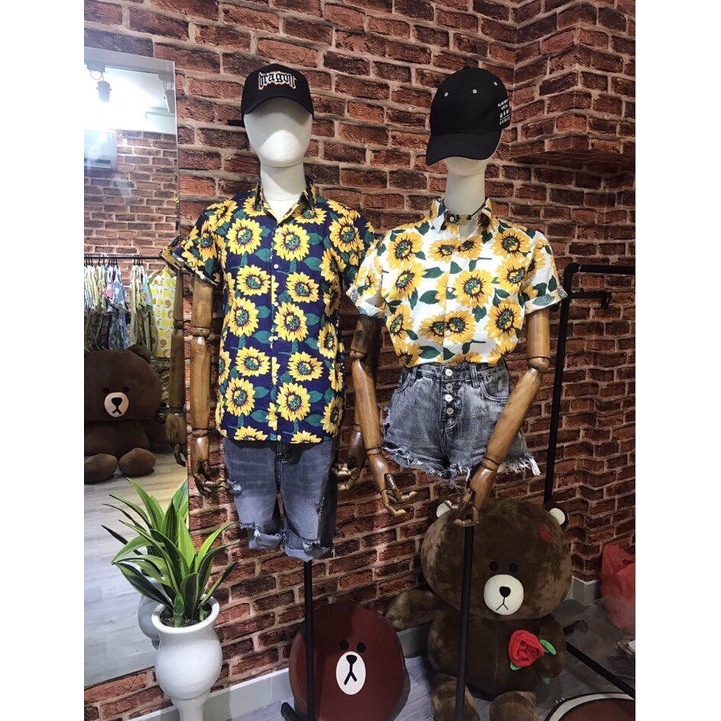 Áo sơ mi hoa quả họa tiết hoa hướng dương chất Kate Thái chống nhăn MaoMao Closet