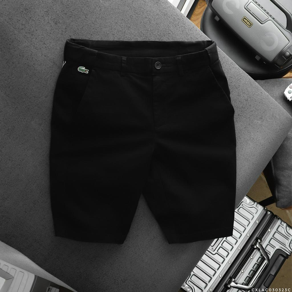 Quần short kaki L.C cao cấp, Quần short nam chuẩn form mềm mịn trẻ trung sang trọng màu đen, be - Basichouse