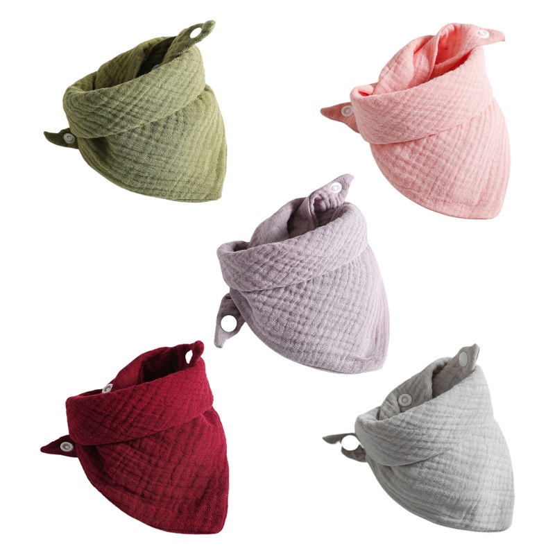 Bộ 5 Yếm Ăn Cotton Mềm Mại Hình Tam Giác Nút Bấm Có Thể Điều Chỉnh Cho Bé
